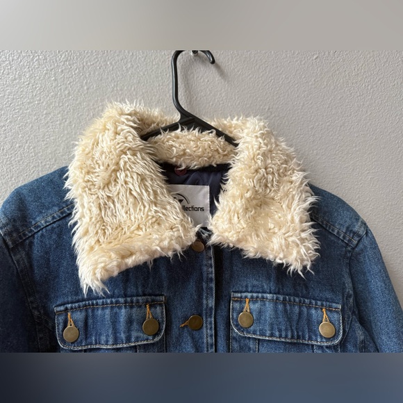VINTAGE KC COLLECTIONS REMOVABLE FAUX FUR COLLAR DENIM JACKET WOMENS SIZE M - Picture 5 of 10